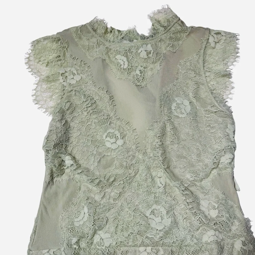 NWT New Free People Sweet Nothings Washed Sage Bodysuit Size L